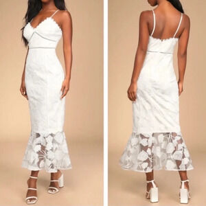 Lulu's White Lace Midi Dress